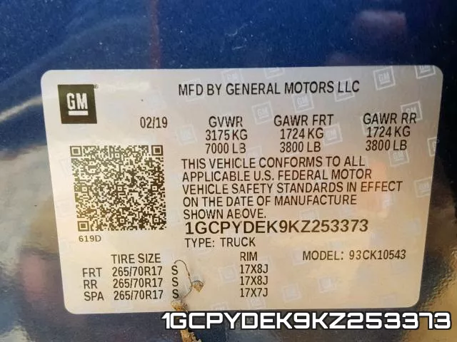 1GCPYDEK9KZ253373 фото 2
