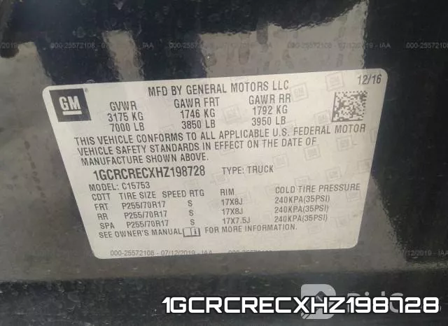 1GCRCRECXHZ198728 фото 10