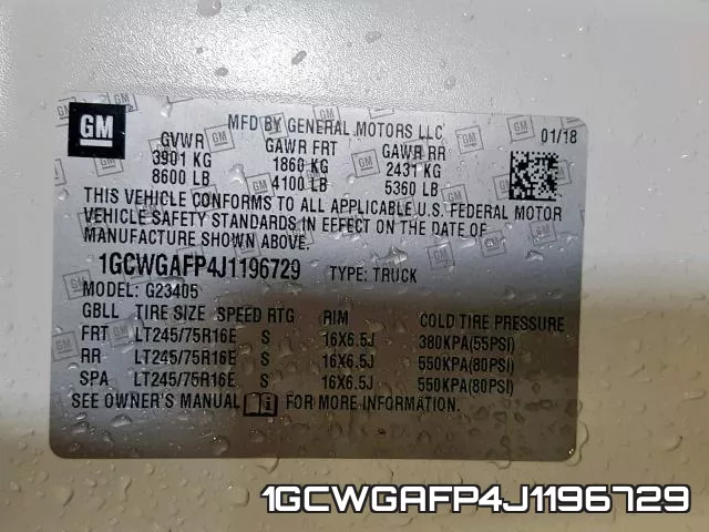 1GCWGAFP4J1196729 фото 2