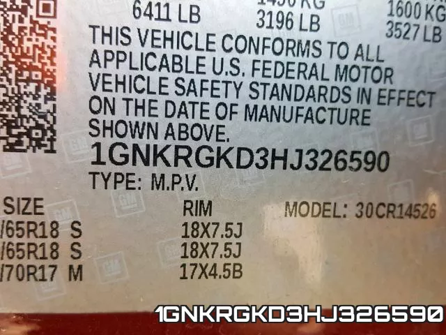 1GNKRGKD3HJ326590 фото 2