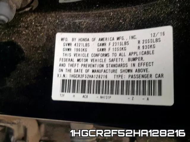 1HGCR2F52HA128216 фото 2