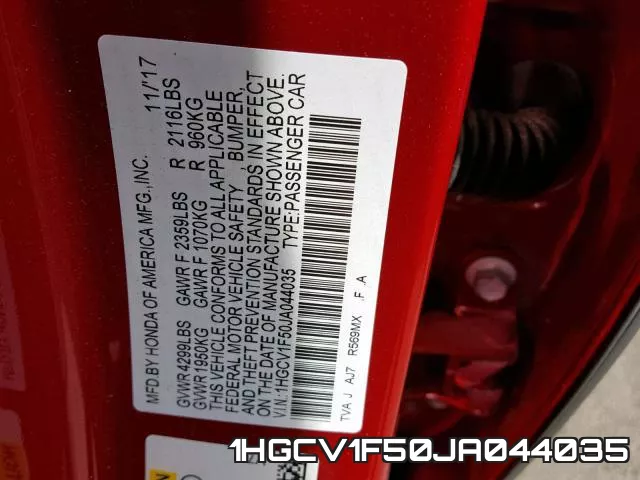 1HGCV1F50JA044035 фото 2
