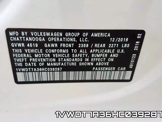1VWDT7A36HC039287 фото 2
