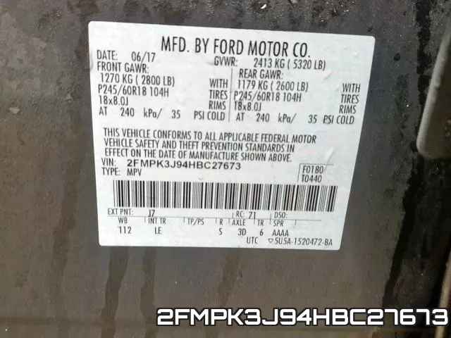 2FMPK3J94HBC27673 фото 2