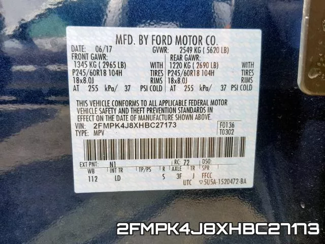 2FMPK4J8XHBC27173 фото 2