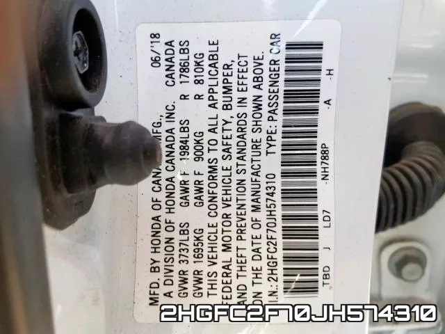 2HGFC2F70JH574310 фото 2