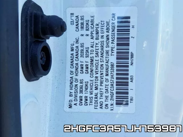 2HGFC3A57JH753987 фото 2