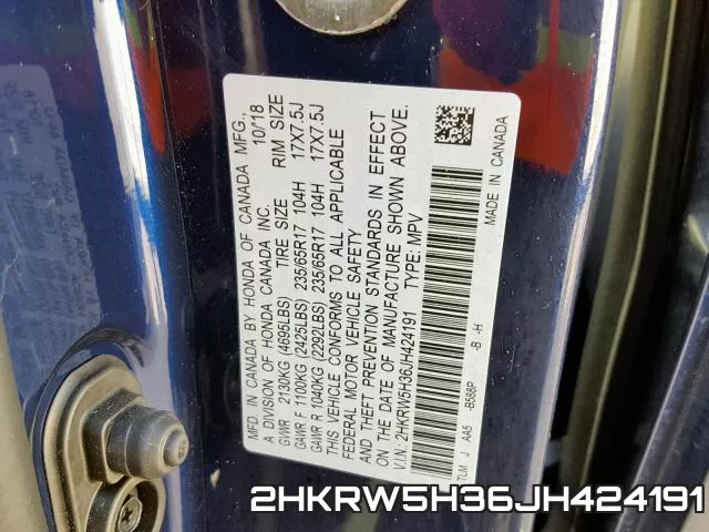 2HKRW5H36JH424191 фото 2