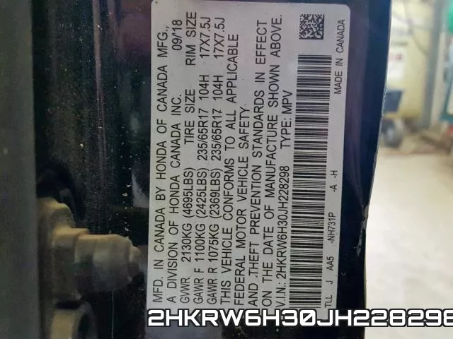 2HKRW6H30JH228298 фото 2