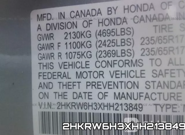 2HKRW6H3XHH213849 фото 10