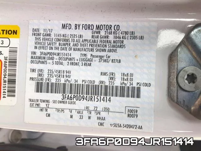 3FA6P0D94JR151414 фото 2