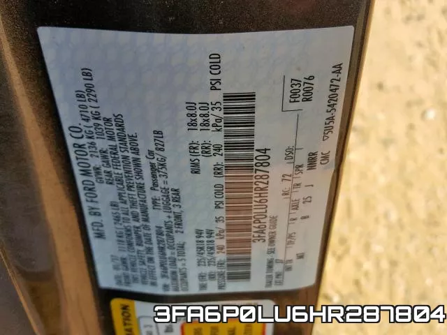 3FA6P0LU6HR287804 фото 2