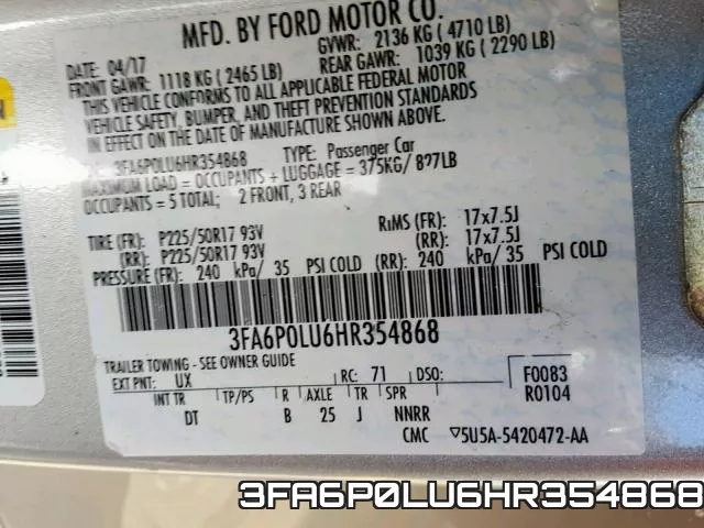 3FA6P0LU6HR354868 фото 2
