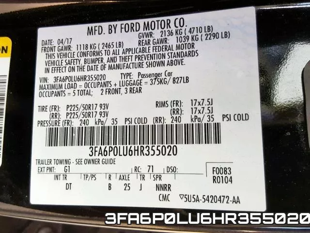 3FA6P0LU6HR355020 фото 2