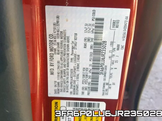 3FA6P0LU6JR235028 фото 2