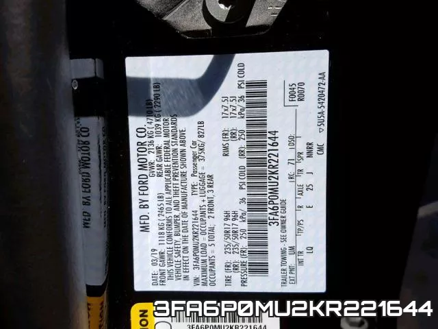 3FA6P0MU2KR221644 фото 2