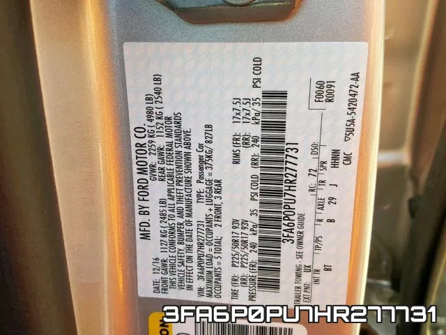 3FA6P0PU7HR277731 фото 2