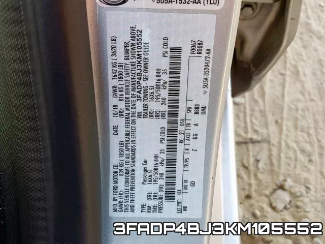 3FADP4BJ3KM105552 фото 2