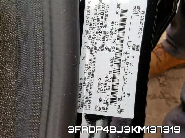 3FADP4BJ3KM137319 фото 2