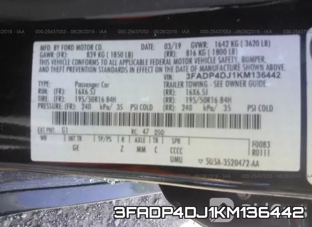 3FADP4DJ1KM136442 фото 10