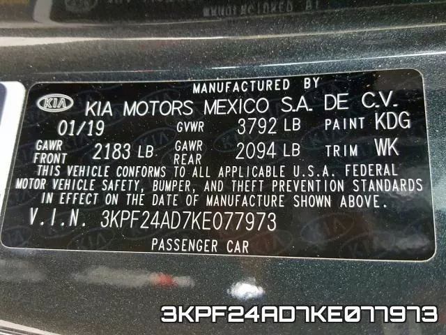 3KPF24AD7KE077973 фото 2