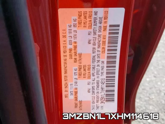 3MZBN1L7XHM114618 фото 2