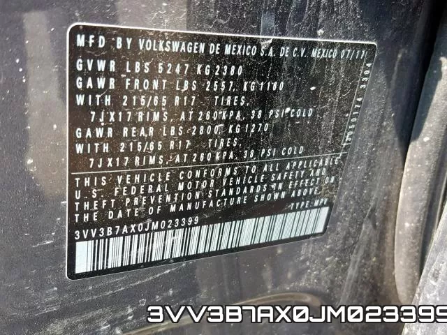 3VV3B7AX0JM023399 фото 2