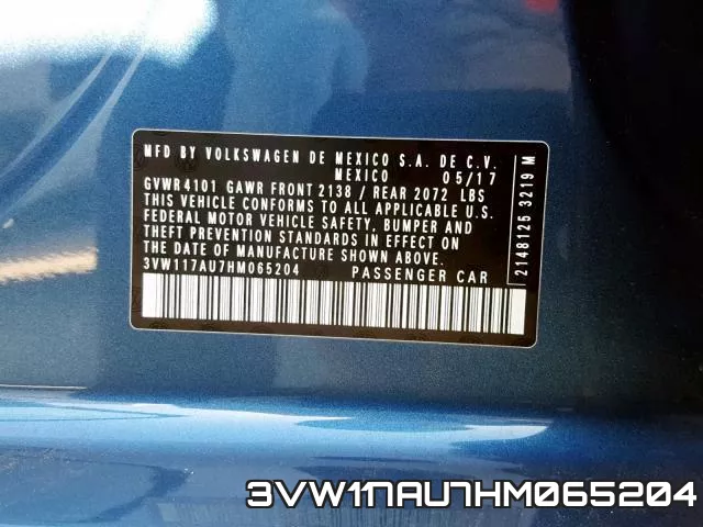 3VW117AU7HM065204 фото 2