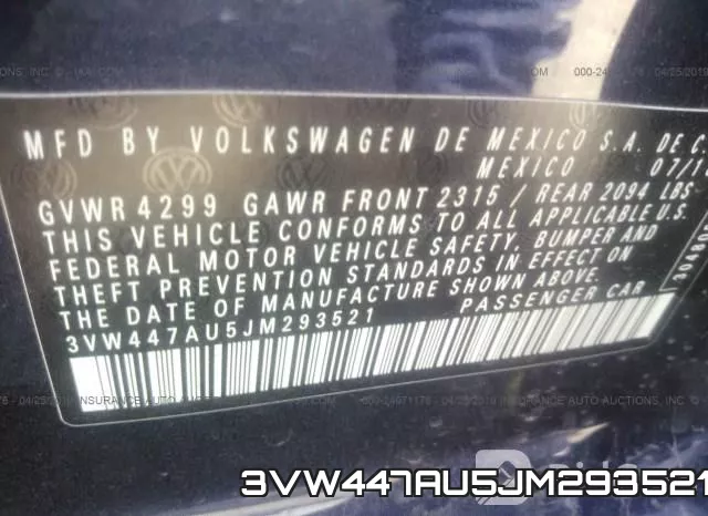 3VW447AU5JM293521 фото 10