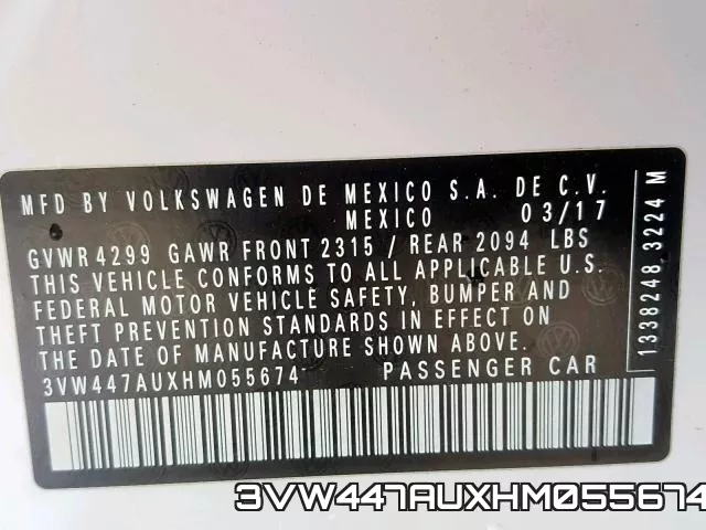 3VW447AUXHM055674 фото 2