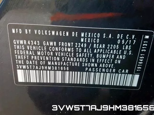 3VW5T7AJ9HM381656 фото 2