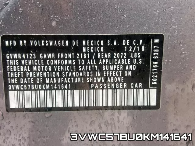 3VWC57BU0KM141641 фото 2