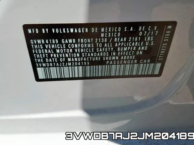 3VWDB7AJ2JM204189 фото 2