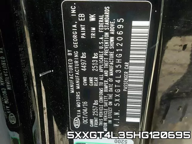 5XXGT4L35HG120695 фото 2