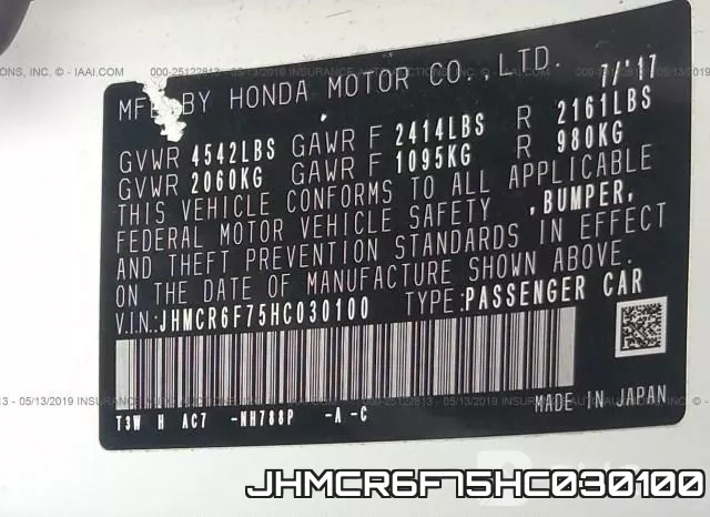 JHMCR6F75HC030100 фото 10