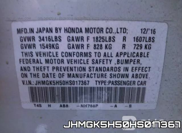 JHMGK5H50HS017367 фото 10