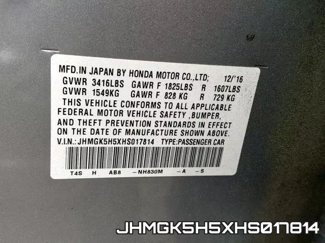 JHMGK5H5XHS017814 фото 2