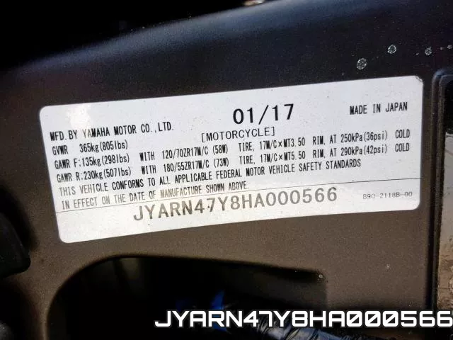JYARN47Y8HA000566 фото 2