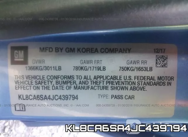 KL8CA6SA4JC439794 фото 10