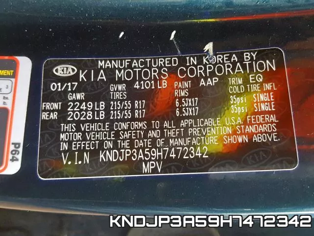 KNDJP3A59H7472342 фото 2