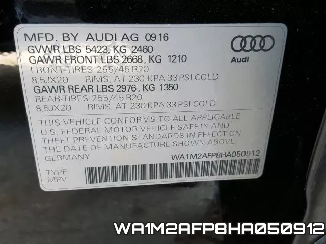WA1M2AFP8HA050912 фото 2
