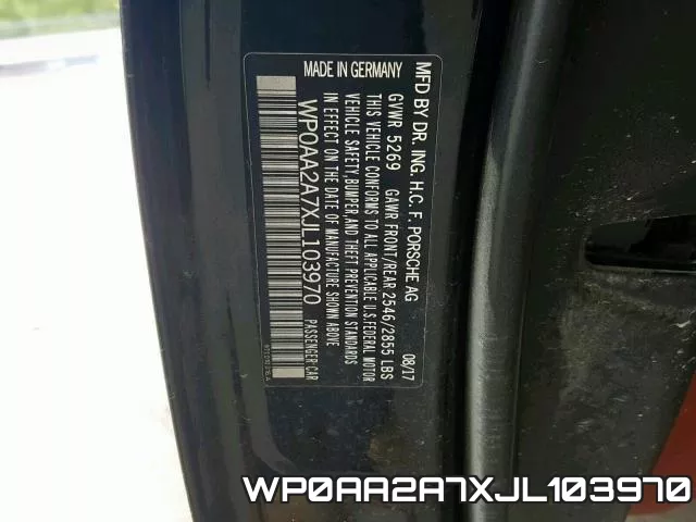 WP0AA2A7XJL103970 фото 2