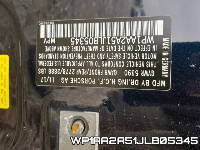 WP1AA2A51JLB05345 фото 2