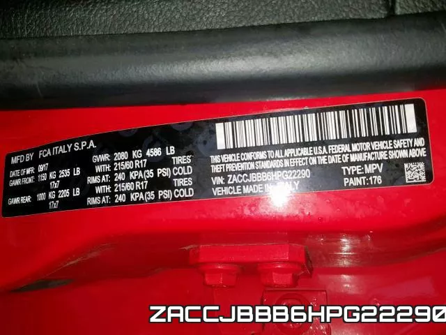 ZACCJBBB6HPG22290 фото 2