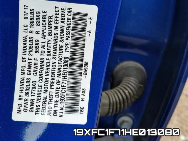 19XFC1F71HE013080 фото 2