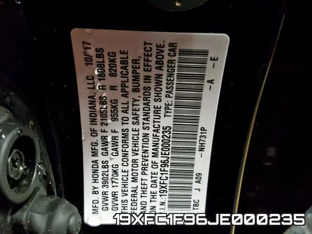 19XFC1F96JE000235 фото 2