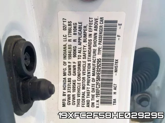 19XFC2F58HE029295 фото 2