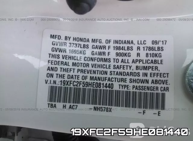 19XFC2F59HE081440 фото 10