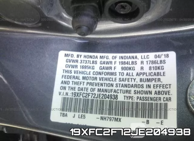 19XFC2F72JE204938 фото 10