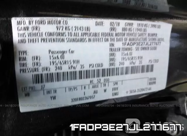 1FADP3E27JL277677 фото 10